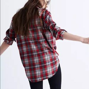 Madewell Red White Black Plaid Button-Down Shirt